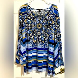 Melissa Paige Blue Yellow Long Tunic - 2X